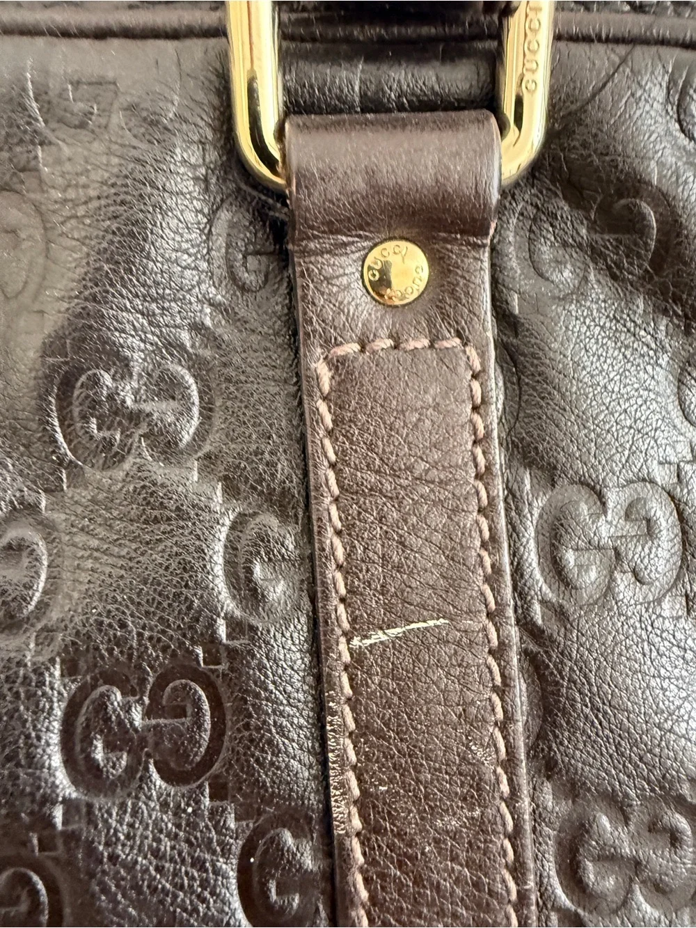 GUCCI Leather Briefcase in Dark Brown